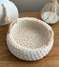 Load image into Gallery viewer, Crochet Storage Basket with Jute Handles