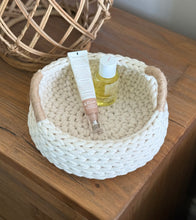 Load image into Gallery viewer, Crochet Storage Basket with Jute Handles